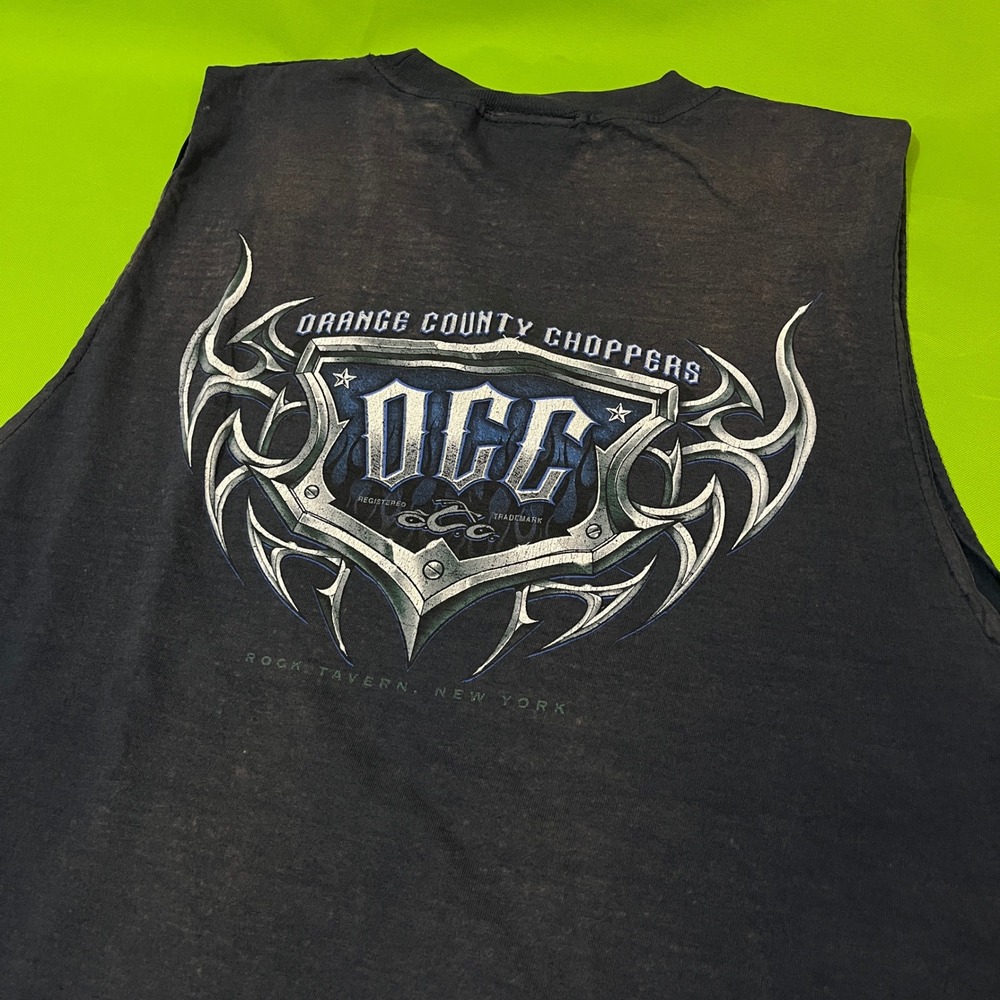 Orange County Choppers OCC Sleeveless Graphic T-Shirt Mens XL Faded Black‎ Biker